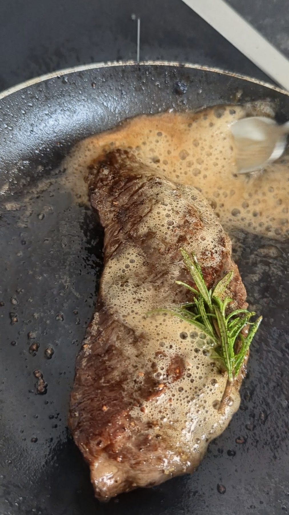 Sliced hanger steak with Diane mushroom pan sauce
