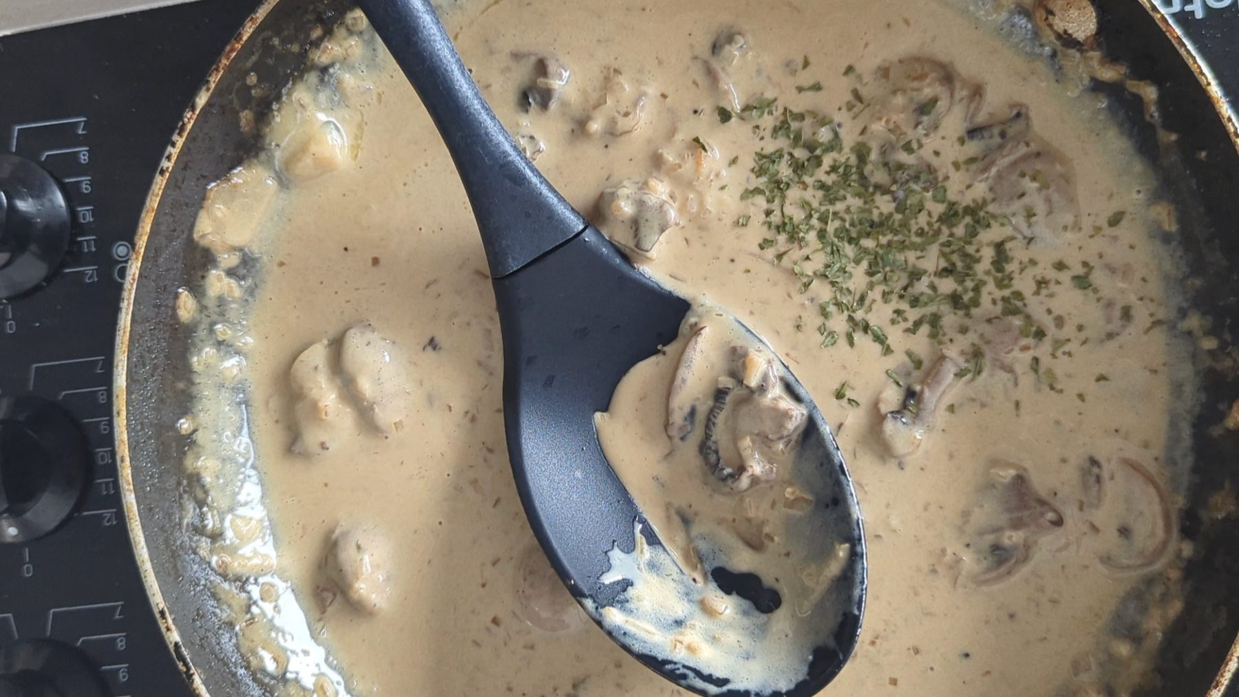 A pan sauce being finished with cold butter